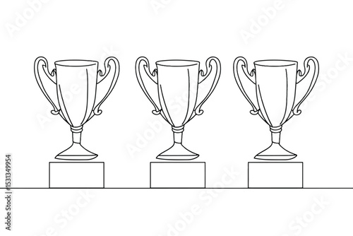 Continuous One-Line Drawing of an Award Trophy - Minimalist Achievement Art.