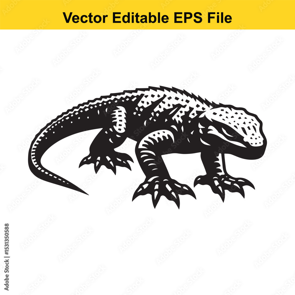 Vector illustration of a lizard, black and white, EPS file Vector illustration of a lizard, black and white, EPS file