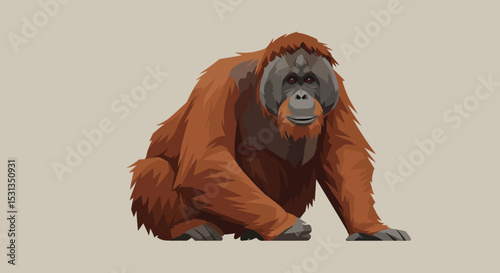 Illustrative Depiction of an Orangutan Subject in Nature Environment