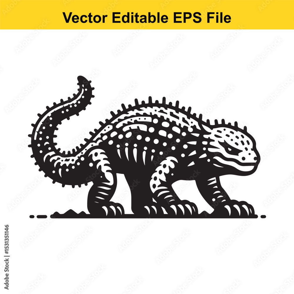 Fototapeta premium Vector illustration of a stylized black and white lizard, perfect for logos or tattoos
