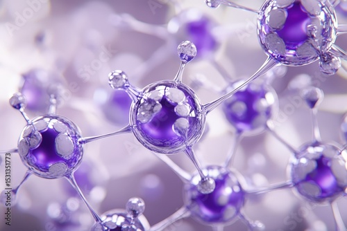 Close-up view of molecular structures in a purple hue.