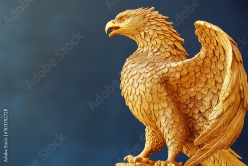 Detailed golden sculpture of an eagle.