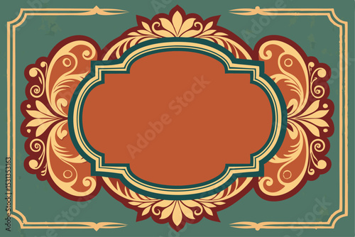 Vintage Ornate Frame Design Elegant Floral Border for Logos, Invitations, and Branding photo