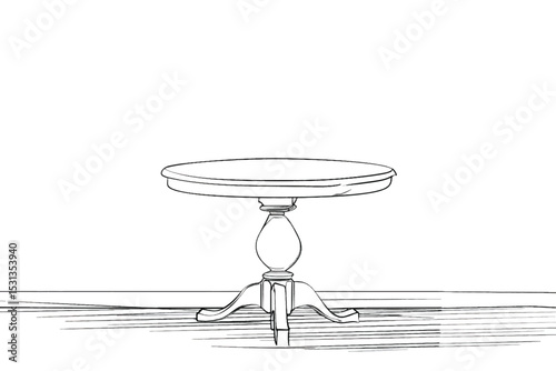 Coffee table with an armchair. Flower book and cup on the table. Coloring book, vector black and white image.