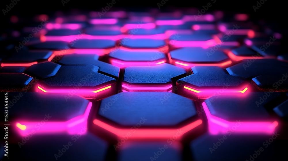 Obraz premium Abstract honeycomb pattern with glowing edges