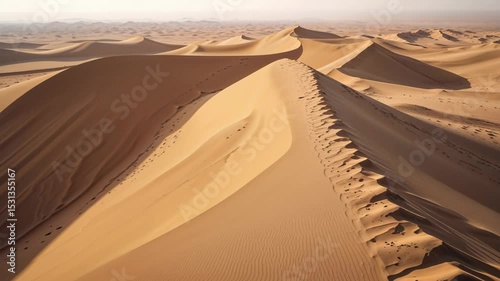 Aerial View of a Huge Sand Dune in the Arabian Desert Landscape