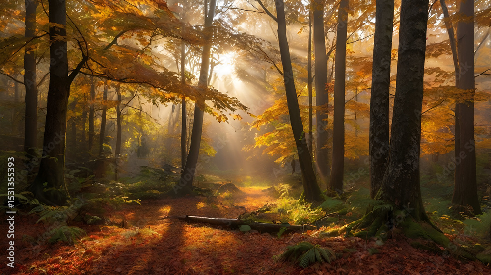 Fototapeta premium morning in the forest ai