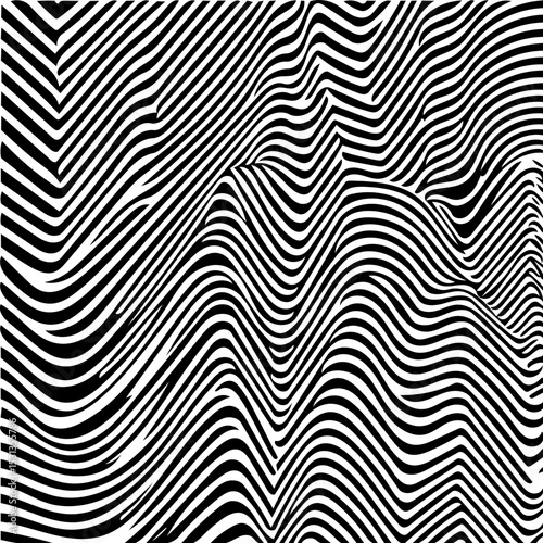 Zigzag optical illusion background, high contrast geometric lines
