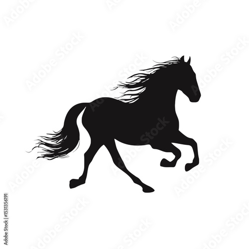 Black Silhouette of a Horse Galloping animal