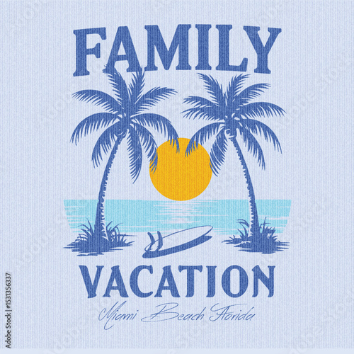 family vacation t shirt design, print design for t shirt, sticker, poster and others. Palm beach vector artwork design. background and other uses. Enjoy beach life. Make every day is a Sunny day 