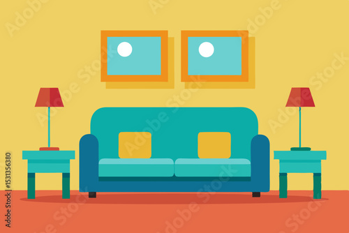Modern living room interior design illustration