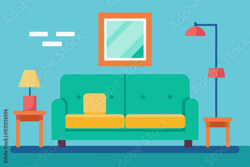 Modern living room interior design illustration