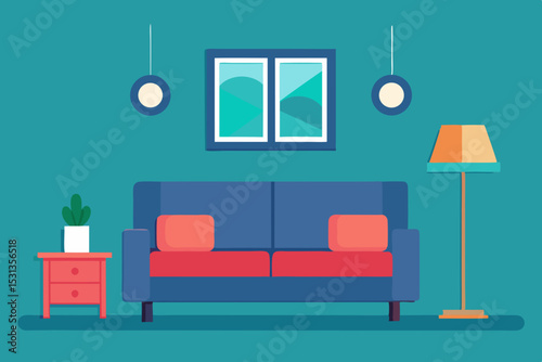 Modern living room interior design illustration