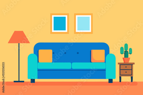 Modern living room interior design illustration