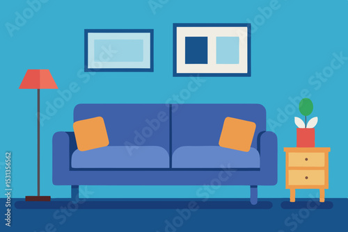 Modern living room interior design illustration