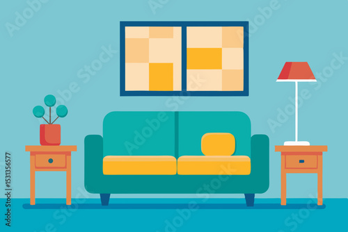 Modern living room interior design illustration