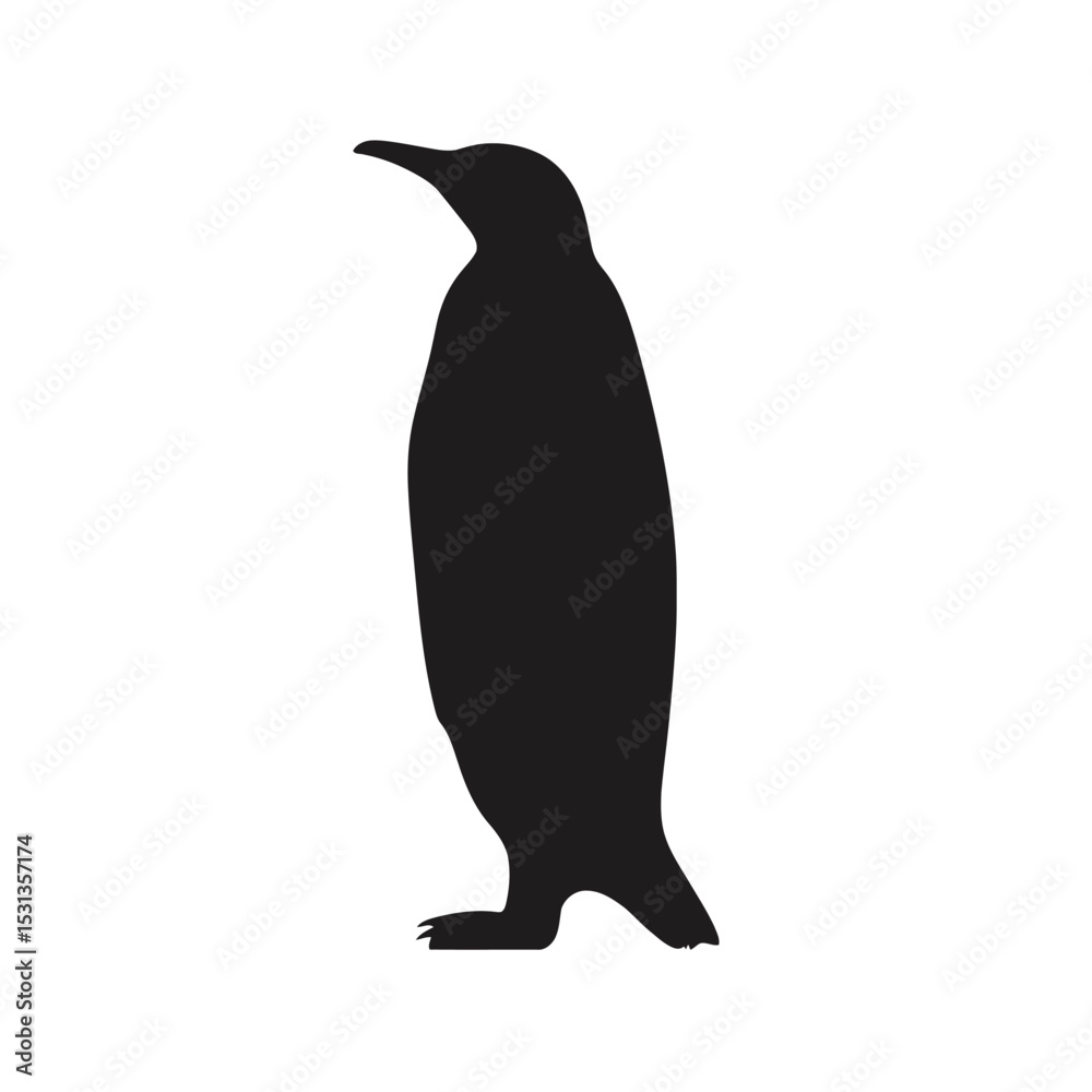 Naklejka premium Black Silhouette of a Penguin Standing on White Background 1