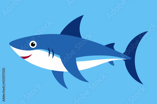 Cartoon happy blue shark illustration