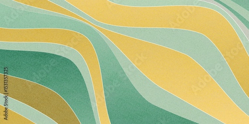 retro, large wavy pattern, design, watercolor style, mint green, pale yellow, white