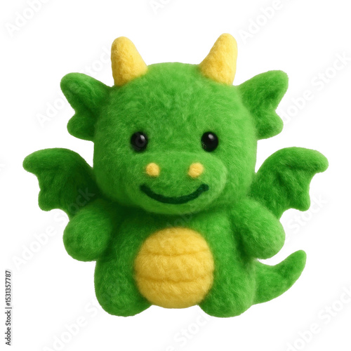 PNG Cute green plush dragon illustration.