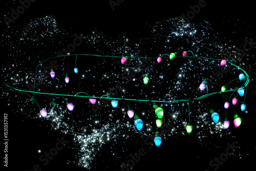 Mysterious electric garland in the night sky