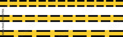 Construction warning caution border sign. Warning tape with yellow and black stripes. Caution tape set of yellow warning ribbons. Danger caution seamless tapes set