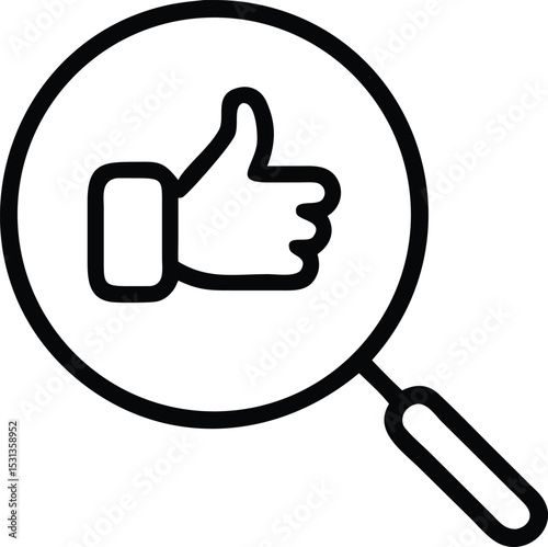 thumb up with magnifying glass icon