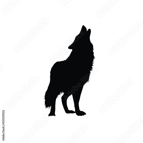 Black Silhouette of a Wolf Howling at the Moon vector