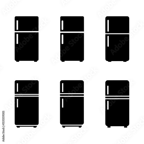 Black Vector Refrigerator Icon Collection