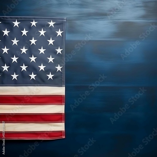Patriotic American Flag on Dark Blue Wood Background A Symbol of Freedom and Pride