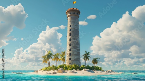 3d graph tower rising from an island of strategic investments