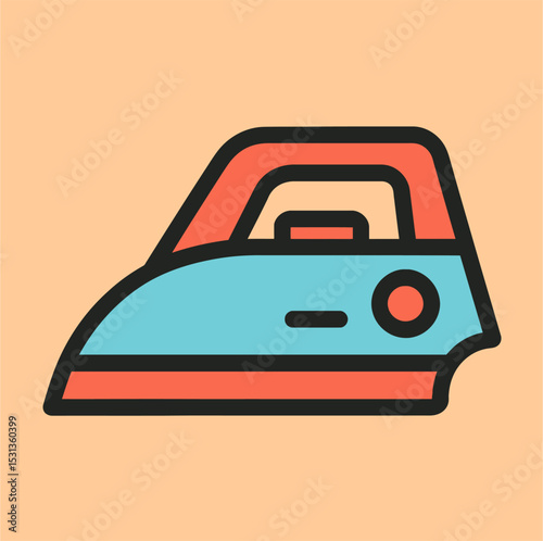 on peach icon background machine Laundry Flat cartoonstyle ironing Isolated