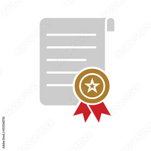 education icon. scholarship. slightly rolled paper with award certificate or ribbon. smart, study, clever. Flat design style