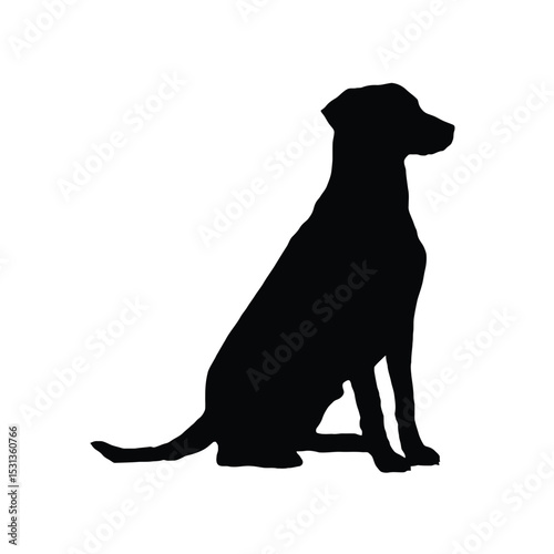 Black Silhouette of Dog Sitting Side Profile white 1