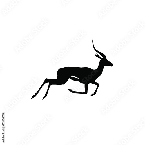 Black Silhouette of Springbok Antelope Running gazelle