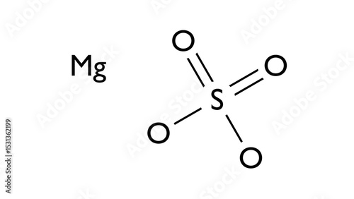 Magnesium sulfate molecule, structural chemical formula, ball-and-stick model, isolated image anticonvulsant agent photo