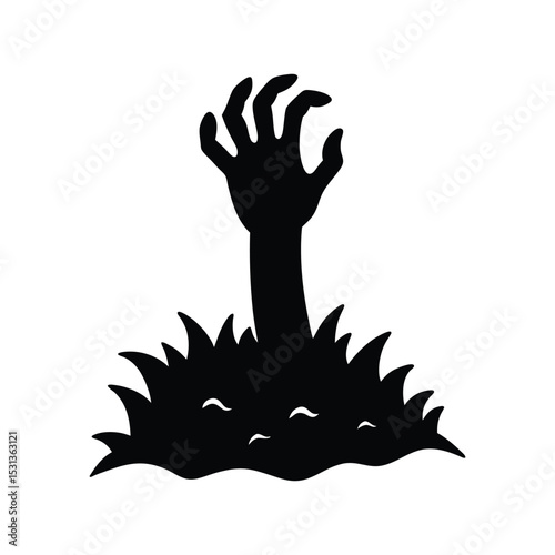 Creepy Halloween hand rising from ground Vector illustration