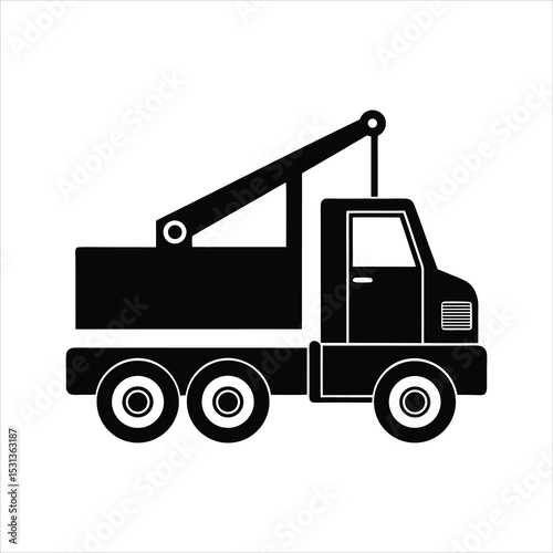 Crane truck with lifting hook design Vector illustration