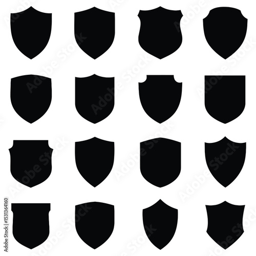 Shield Silhouette Icons Set – Vector Badge Shapes for Logo and Design Use