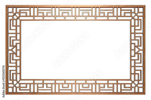 Geometric wooden frame isolated on transparent background