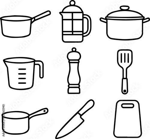 Set of kitchen utensils.eps