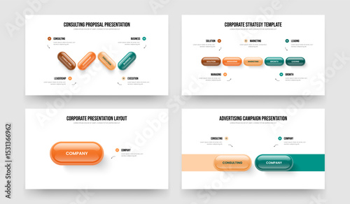 Marketing Launch Four Five One Two Element Diagram Frame Design Vector Illustration Set. Project Development 4 5 1 2 Step Infographic Slideshow Template Bundle.