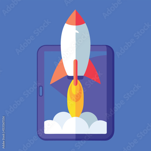 illustration of a rocket in a space