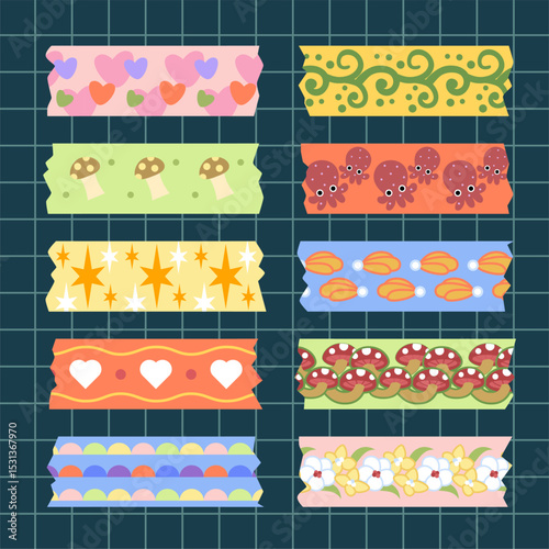 a set of decorative washi tape for bullet journal