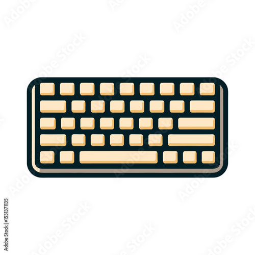 wireless mechanical computer keyboard vector isolated, top view