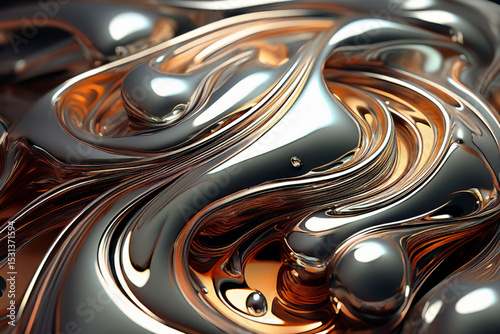 Luxury 3D liquid gold and silver abstract background