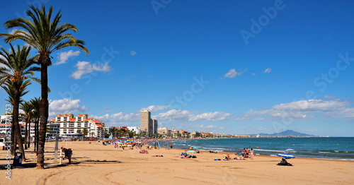 Wallpaper Mural panoramic view of the beach, located on the Costa del Azahar The beach is characterized by fine golden sand Peniscola Spain Torontodigital.ca