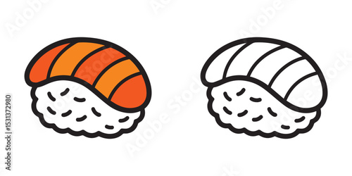 Coloring Book For Kids A Nigiri Delight Food Printable With Fully Colored and Outline Vector Illustration