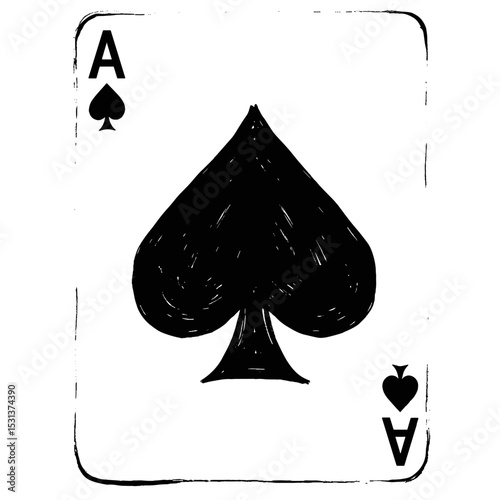 Ace of spades playing card on white background  