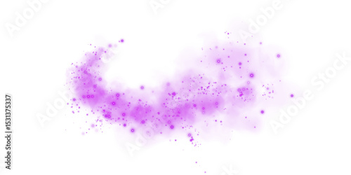 A soft purple dust cloud drifts through the air, illuminated by tiny glowing particles.